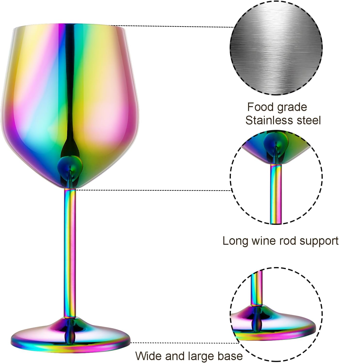 Stainless Steel Wine Glasses Set of 2, 18 oz Unbreakable Colorful Wine Glass Unique Metal Wine Goblets for Outdoor Capming and Pool Gift for Wine Lovers