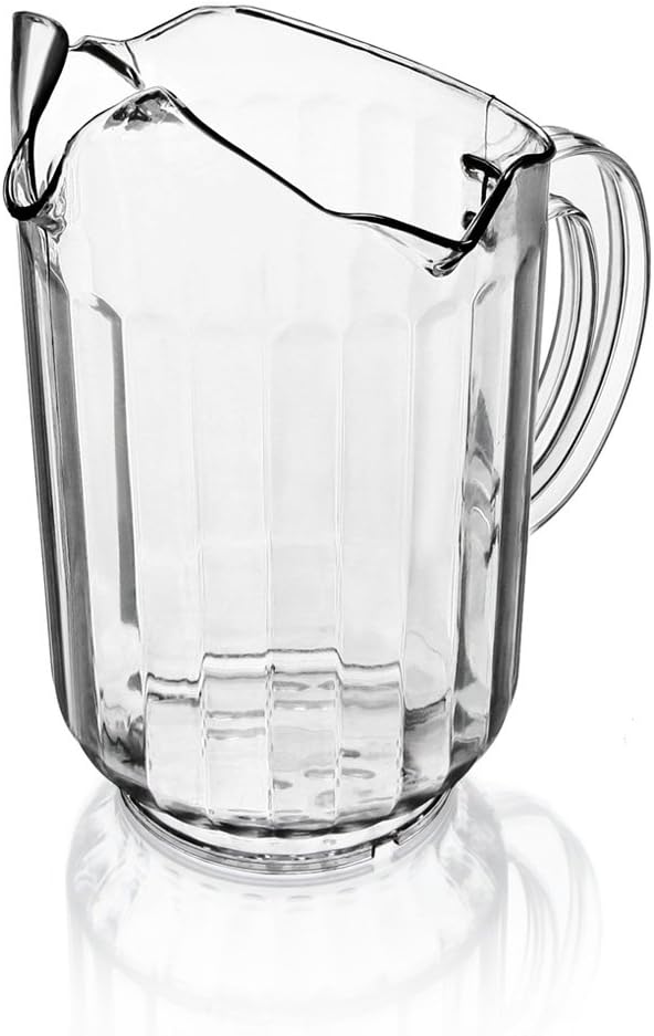 New Star 46229 Polycarbonate Plastic Restaurant Water Pitcher with 3 Spouts, 60-Ounce, Clear