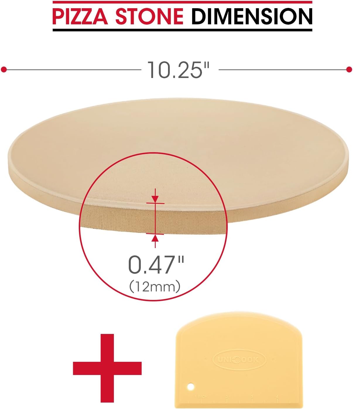 Unicook Round Pizza Stone 10.25 Inch, Small Bread Baking Stone for Oven Grill, Perfect Size for Baking Crisp Crust Personal Pizza, Bread, Cookies and More