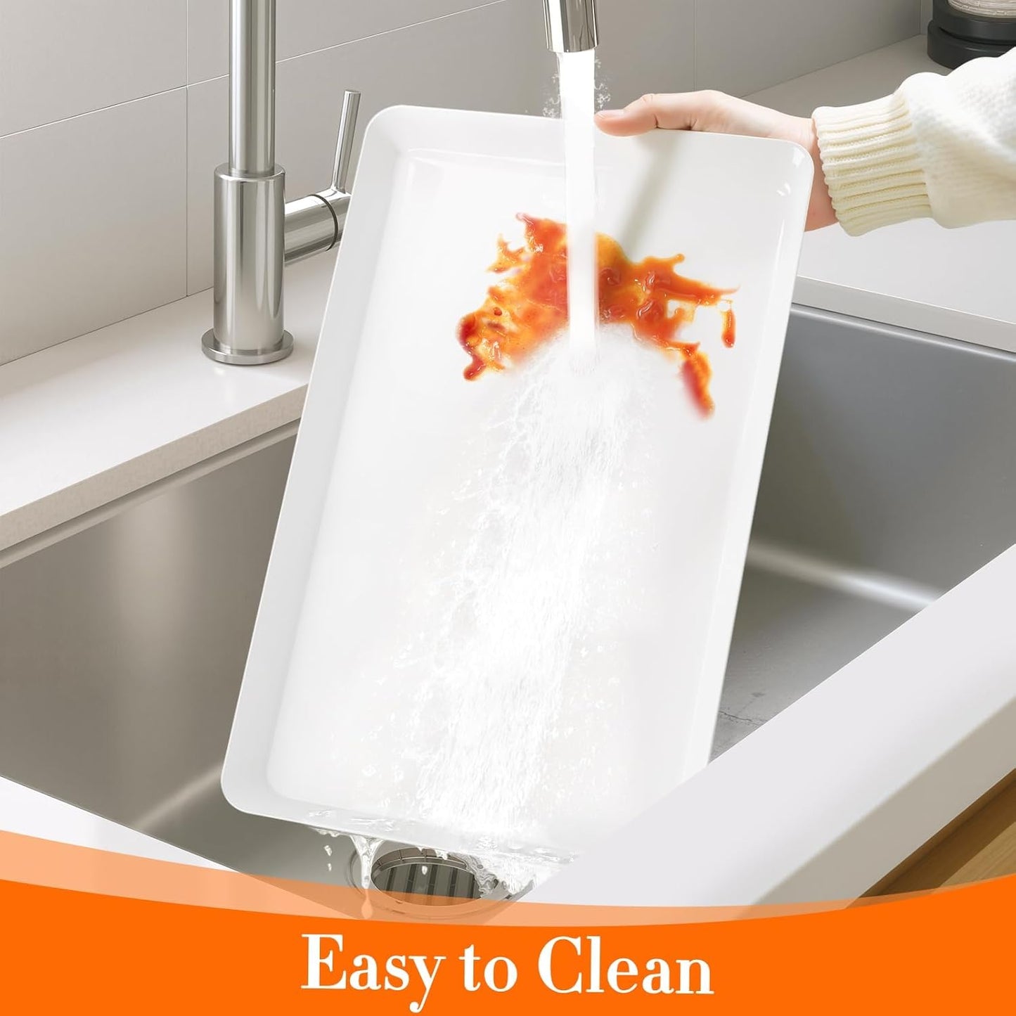 WOWBOX 3 pcs Serving Tray for Entertaining, Serving Platters for Fruit, Cookies, Dessert, Snacks, Reusable Plastic Trays for Serving Food and Pantry Organization in Kitchen & for Parties