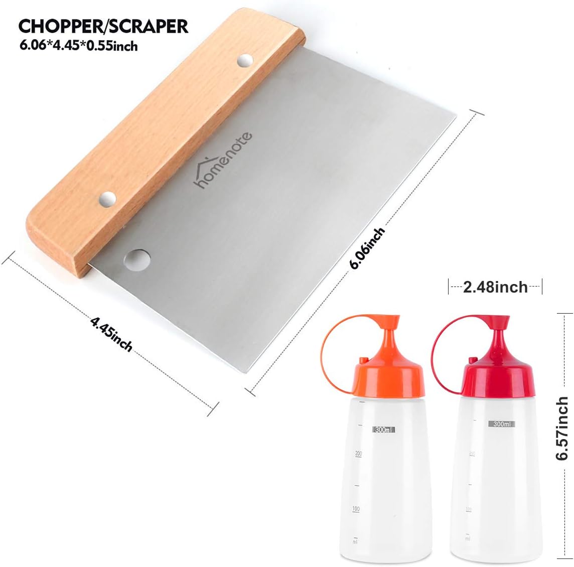 HOMENOTE Griddle Accessories Kit, 7Pc Professional BBQ Kit in Gift Box - Heavy Duty Wooden Handle Stainless Steel Griddle Tool Set Great for Grill Flat Top Cooking Camping, Wood Color