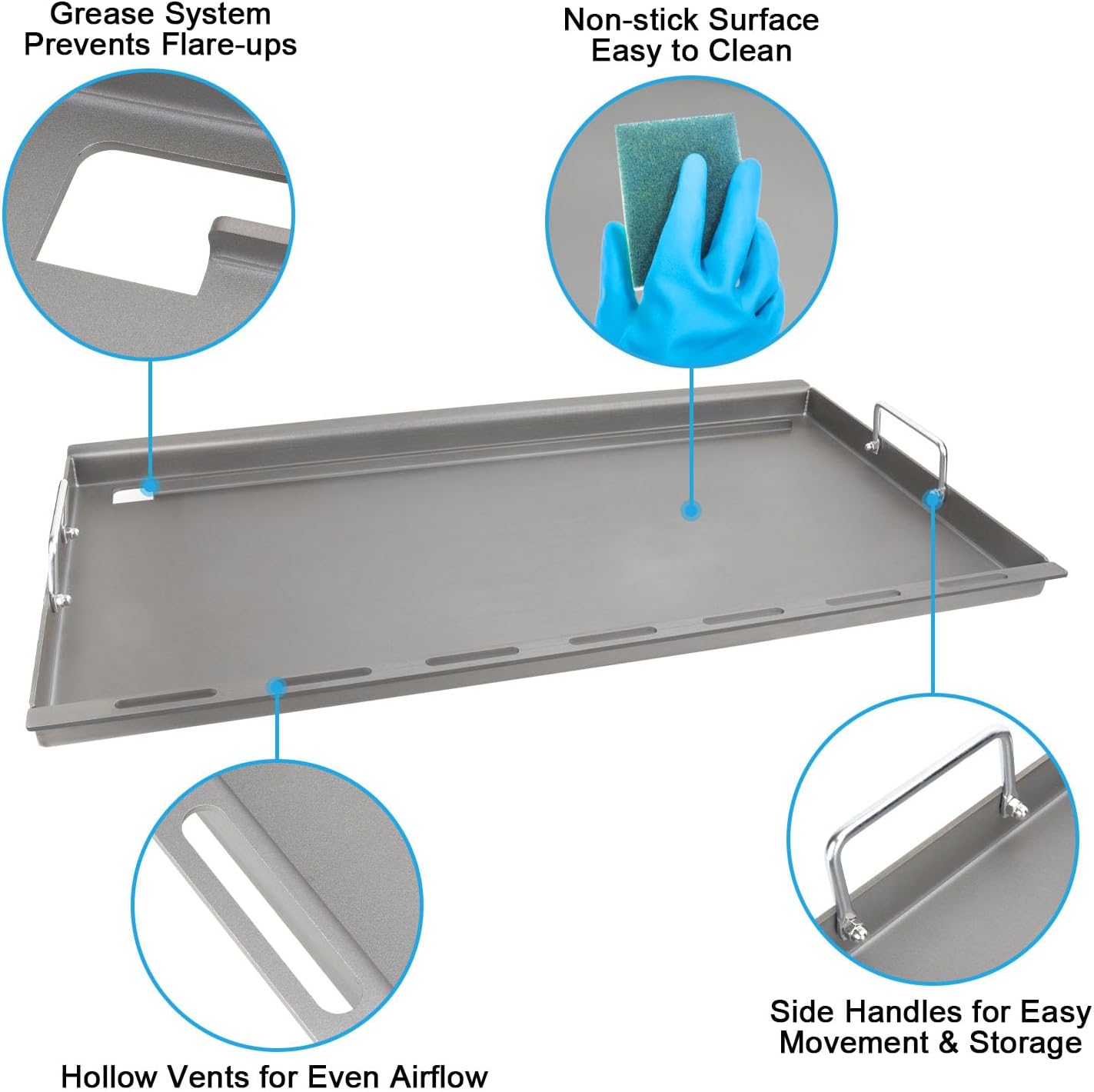 Full Size Griddle Insert for Weber Genesis II 400 Genesis II LX 400 Series Gas Grills, Flat Top Griddle Plate for Weber Genesis II E-410/E-415/E-425/E-435, Genesis II LX 440, Replace for 6789