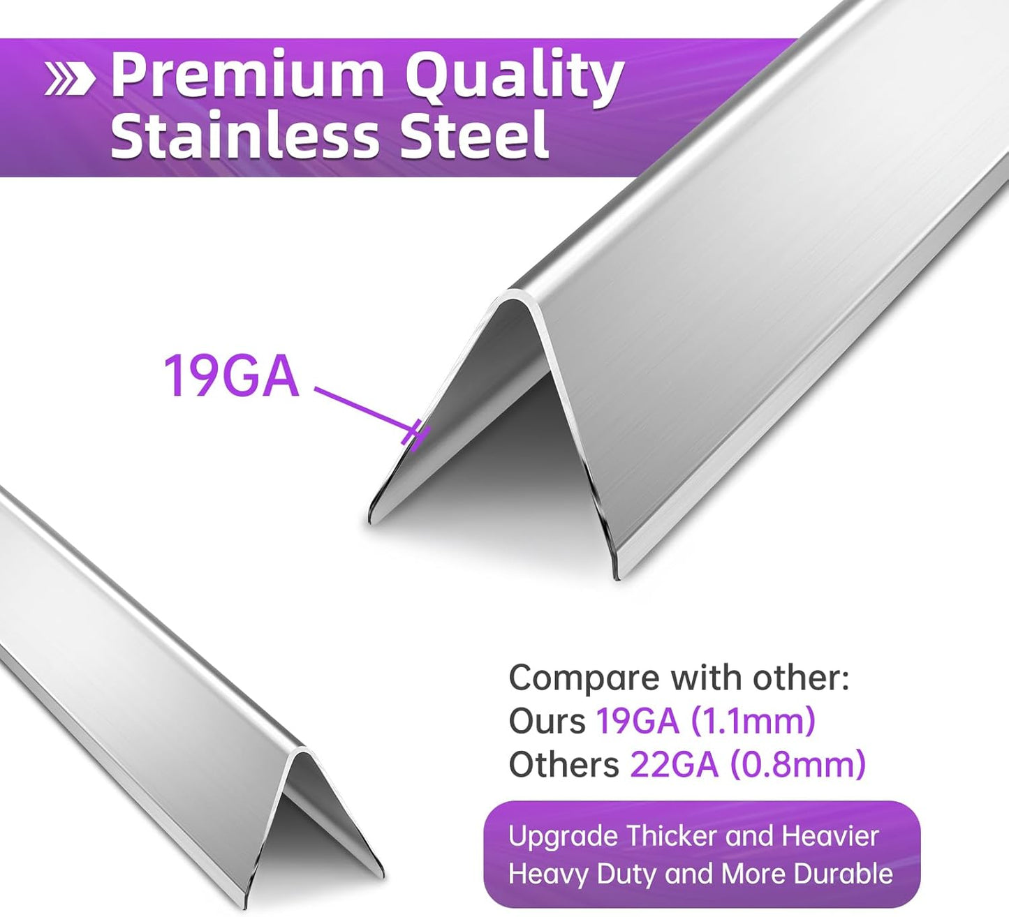 Stainless Steel 7524 Grill Grates for Weber Genesis E310 E320 E330 S330 EP-310 with 7620 Flavorizer Bars and 7622 Heat Deflector 19.5” Grill Replacement Parts for Weber 300 Series 7528, 7621