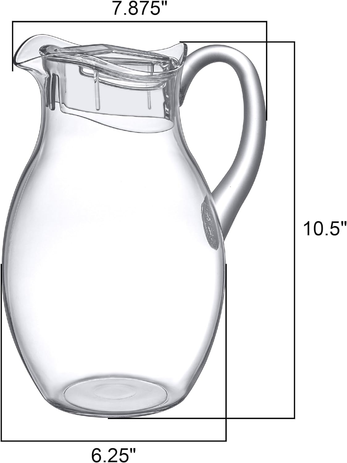 Amazing Abby - Bubbly Grand - Plastic Pitcher (96 oz, 3 Quart), Clear Water Pitcher with Lid, Fridge Jug, BPA-Free, Shatter-Proof, Great for Iced Tea, Sangria, Lemonade, Juice, Milk, and More