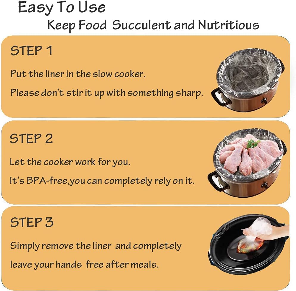 40 Counts Slow Cooker Liners and Cooking Bags, Extra Large Size Fits 6-10QT Pot, 14"x 22", BPA Free, Suitable for Oval & Round Pot -2 Pack