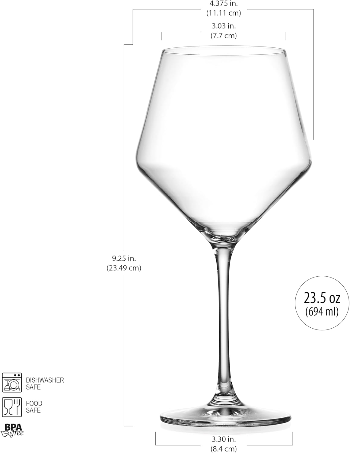 Wine Glasses,White Red Wine Large Glasses Set of 4,Lead-Free Premium Crystal Clear Glass,Hand Blown Italian Style Burgundy Long Stem Wine Glasses,Great Gift Packaging(23oz,4pack)