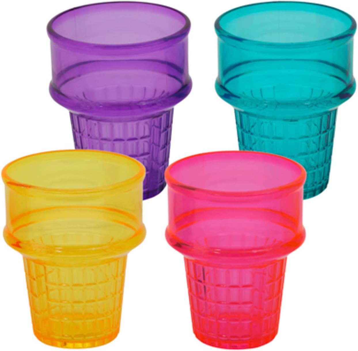 Set of 4 Ice Cream Dishes Waffle Cone Pattern in 4 Assorted Bright Summer Colors Ice Cream Social Ice Cream Party dish (Ice Cream Cone Shaped Ice Cream Dish)