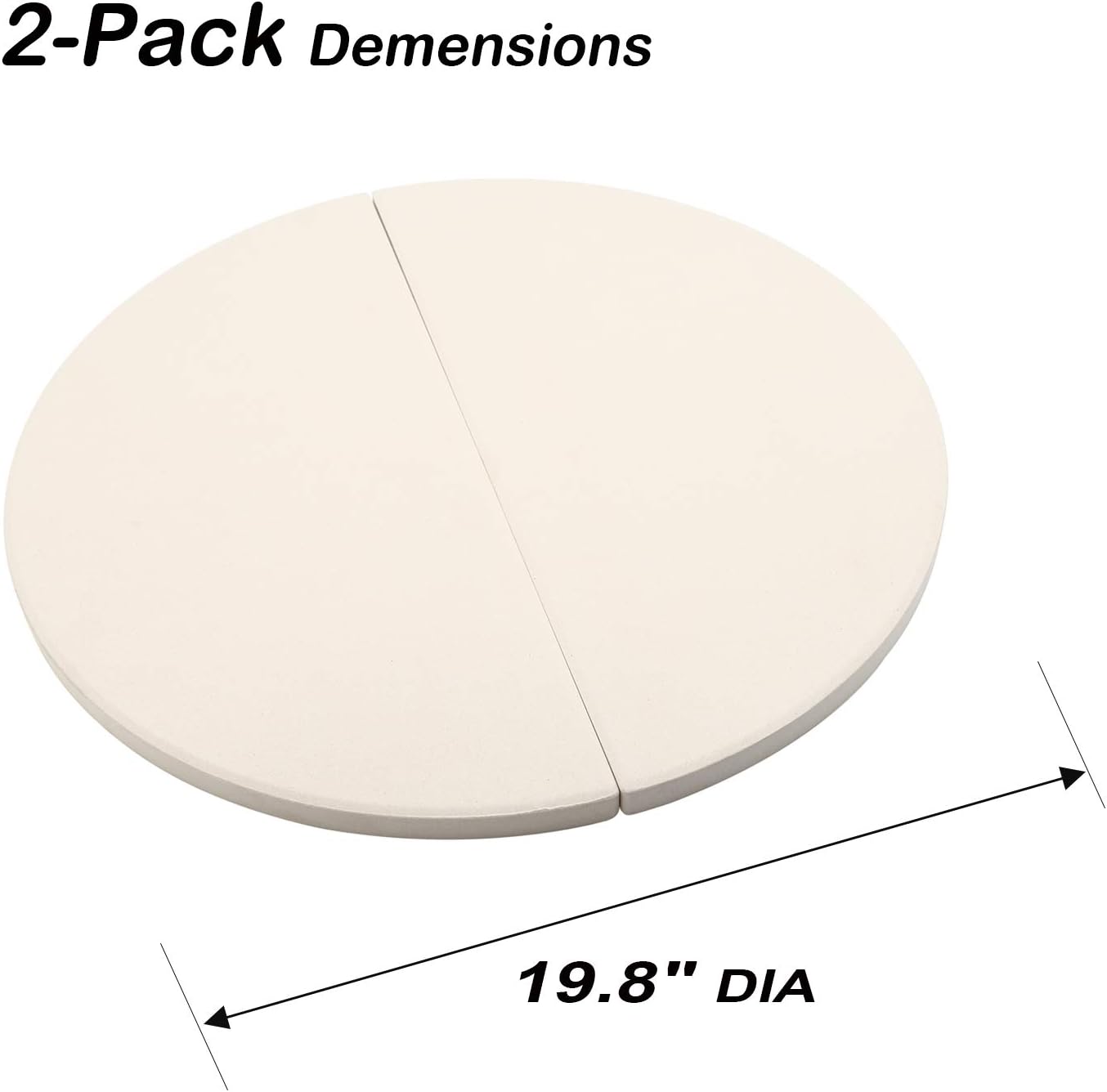 BBQ Future 19.8 Inch Half-Moon Ceramic Heat Deflector Plates for Kamado Joe Big Joe I, II & III, 2-Pack, White