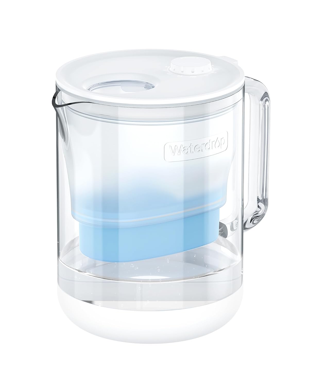 Waterdrop Glass Alkaline Water Filter Pitcher with 1 Filter, Enhances Alkaline Water, Eco-Friendly, 7-Cup, for Home & Office, Reduces PFOA/PFOS, Chlorine, Cadmium, Copper, Mercury, Clear, WD-PT-72C-A