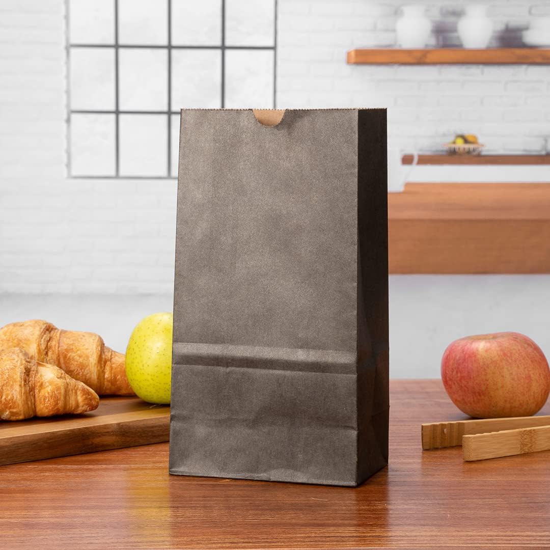 Restaurantware Bag Tek 4lb Paper Bags 100 Disposable Lunch Bags - Small For Lunches Sandwiches And Snacks Black Paper Kraft Paper Bags For Shopping Party Favors Or Gifts