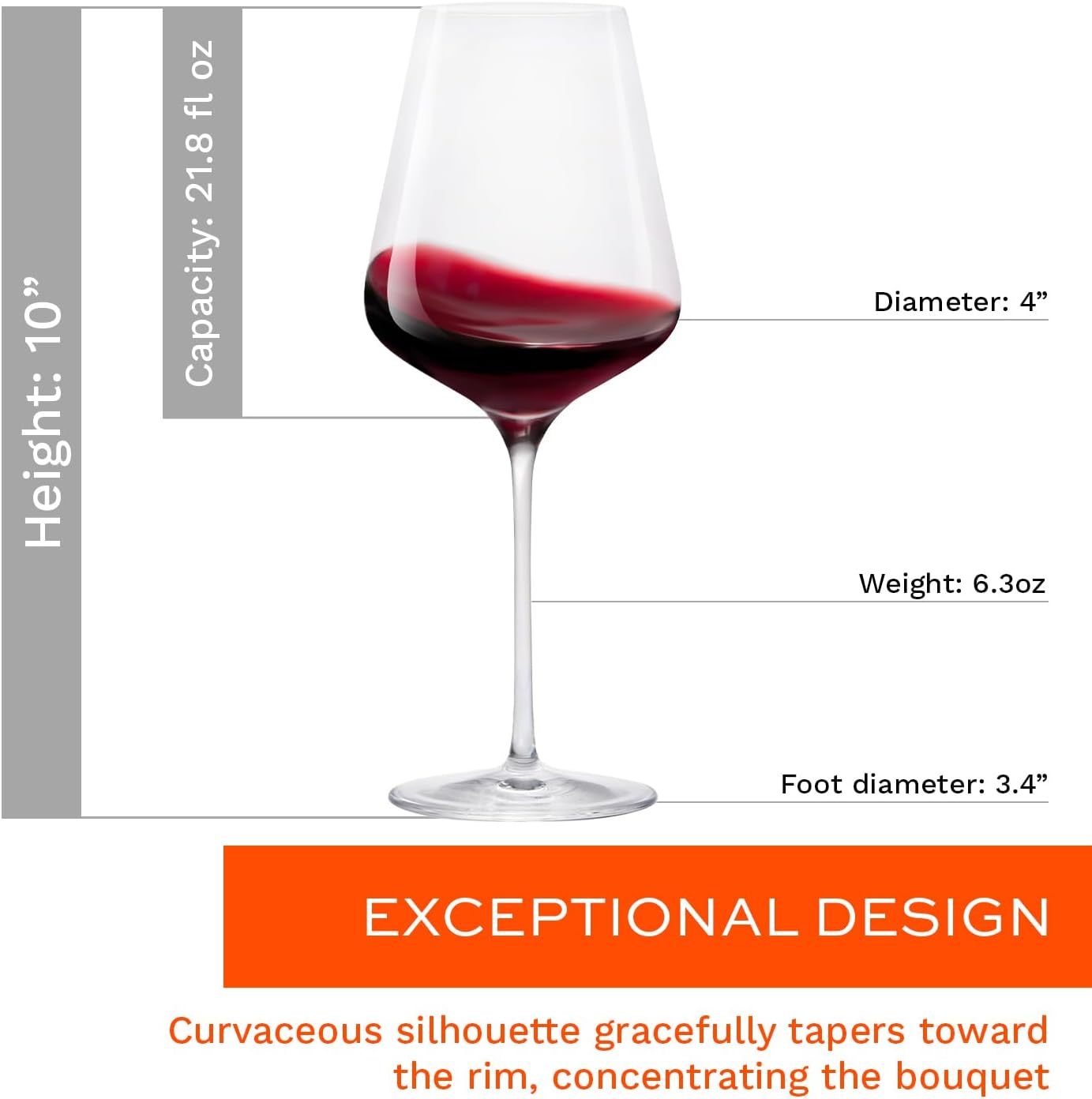 Stölzle Lausitz Bordeaux Red Wine Glasses 4 Set (QUATROPHIL). Dishwasher Safe Crystal Red Wine Glasses Set of 4 (22.75oz) Durable Crystal Wine Glasses Set of 4 - Genuine Stölzle Wine Glass Set