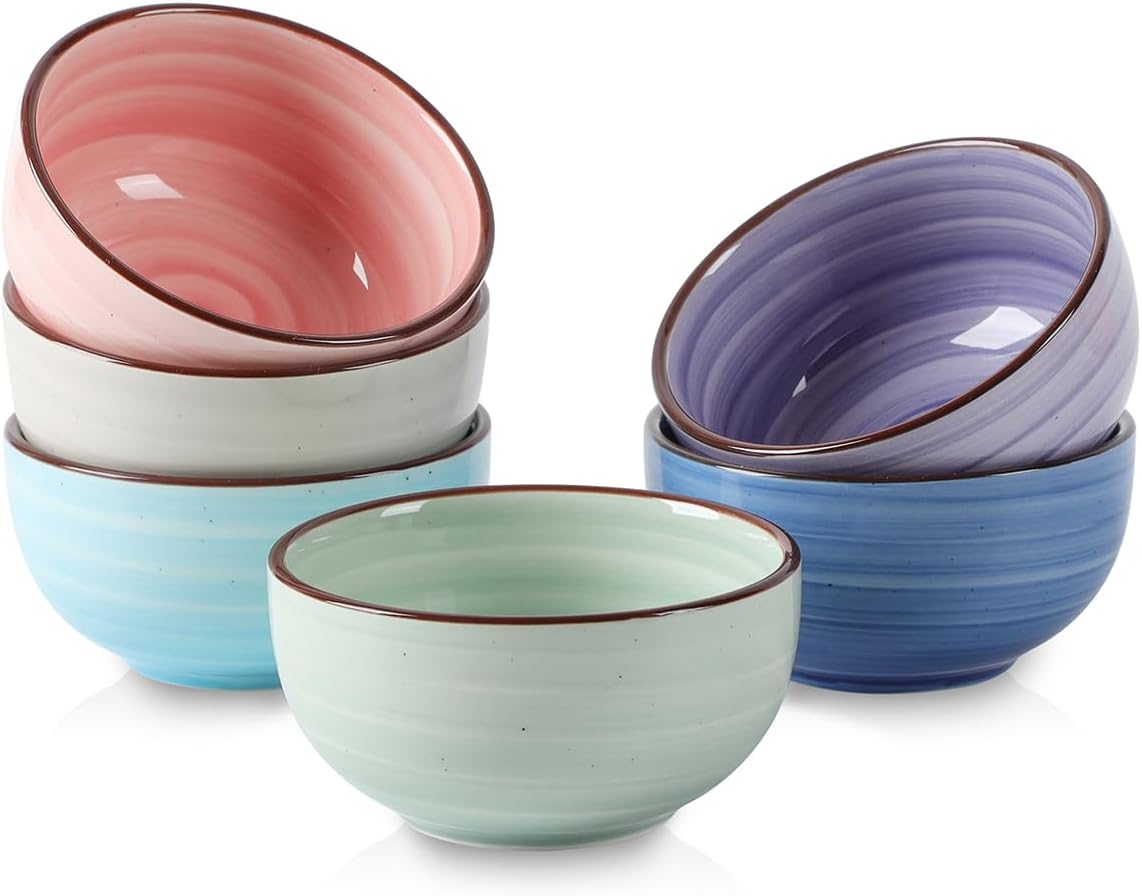 Selamica Ceramic Mini Bowls, 4 OZ Dipping Bowls, 3.5 Inch Gradient Color Set of 6, Microwave & Dishwasher Safe