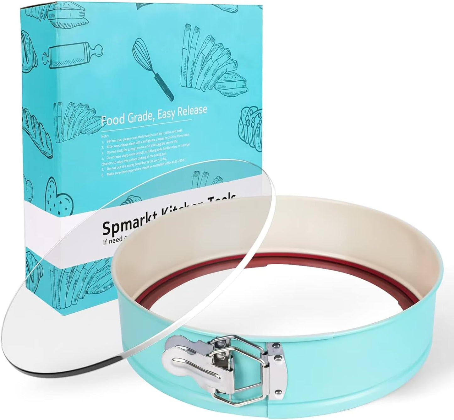 10-Inch Glass Bottom Springform Pan with Silicone Seal, Springform Pan 10 inch Nonstick,10In Cheesecake Pans Springform, Leak-Proof, Nontoxic & Oven-Safe