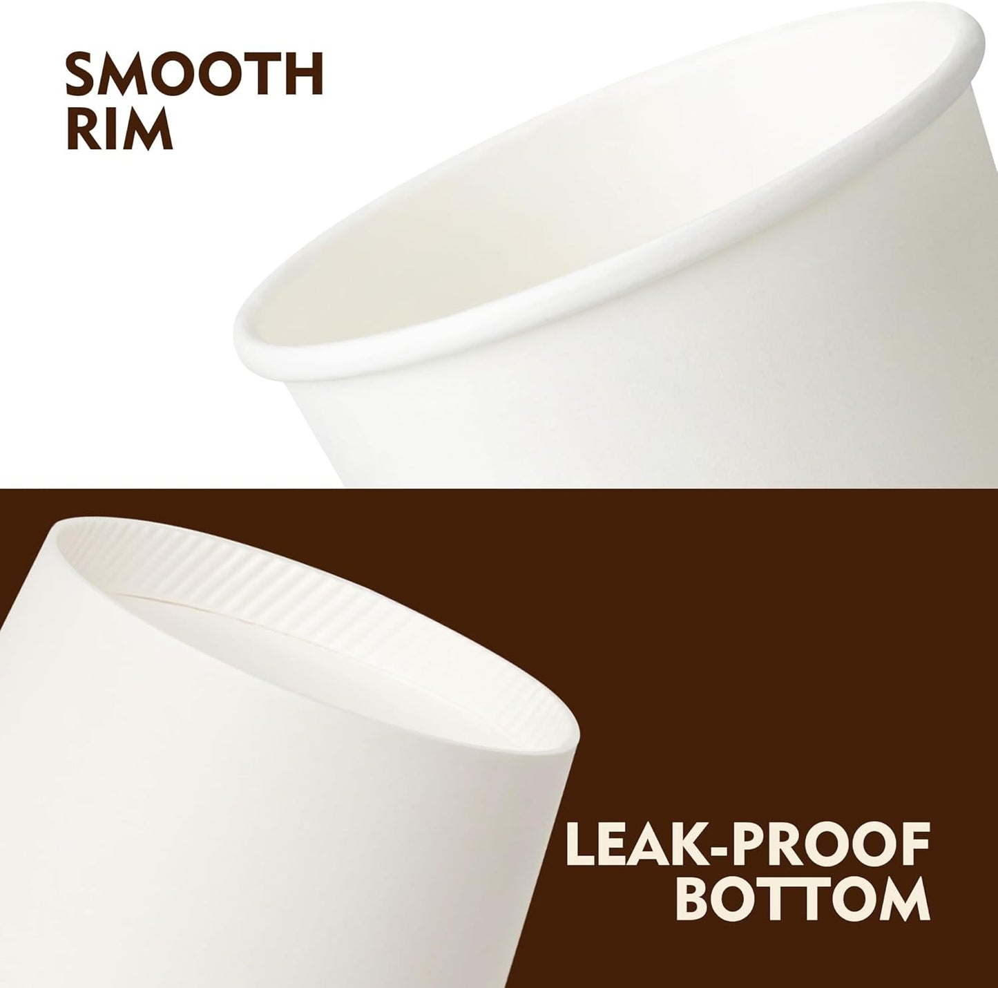 YEEHAW 8 oz 300 Pack Disposable Paper Coffee Cups, White Hot Cups for Hot Beverage Drinkings, Ideal for Cafes, Bistros, Businesses and Family