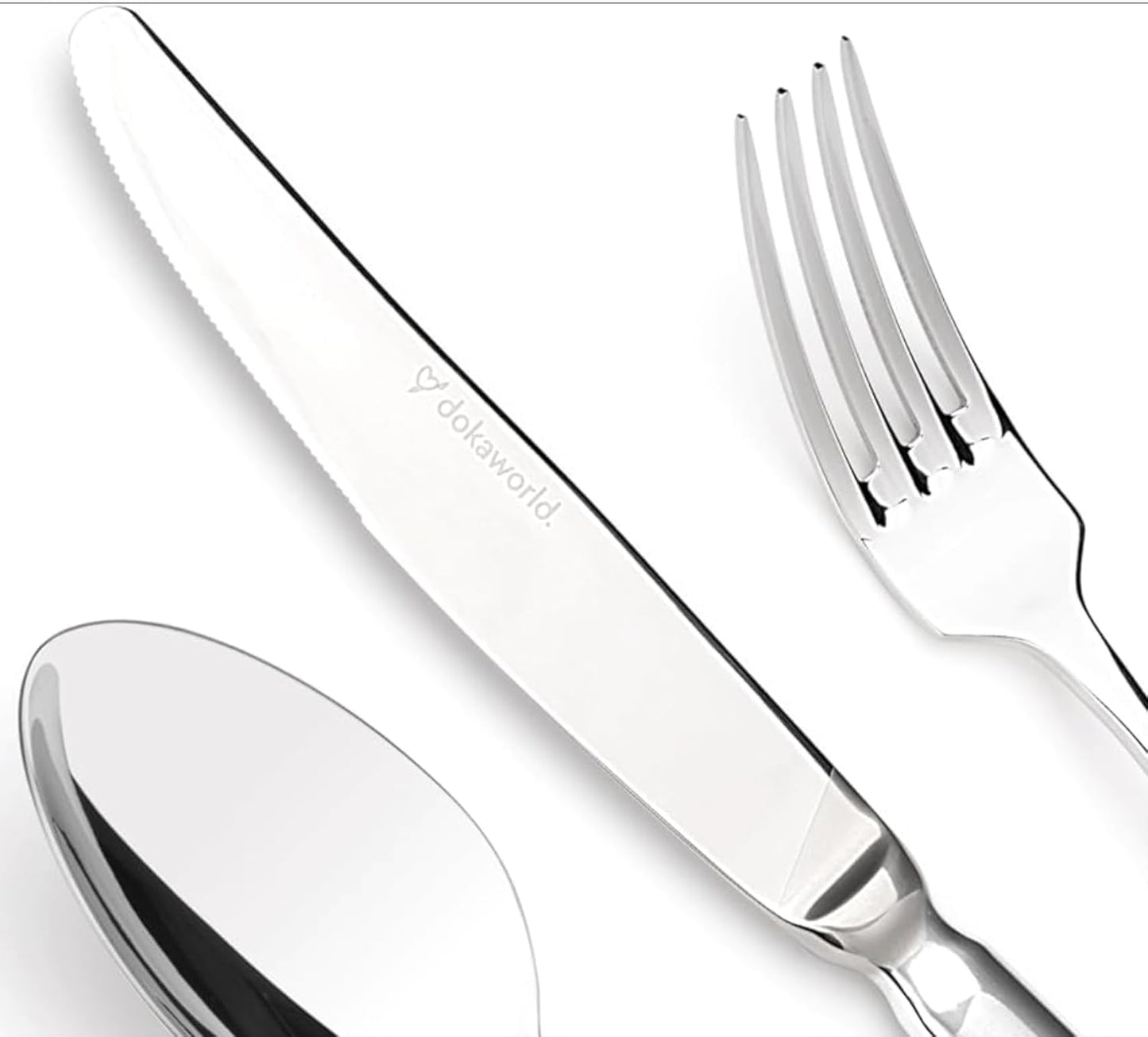 Semi-Matte Design Flatware, Silverware Set for 8 persons, 40 Piece - Spoons, Forks, and Knives 18/10 Stainless Steel, Dishwasher Safe