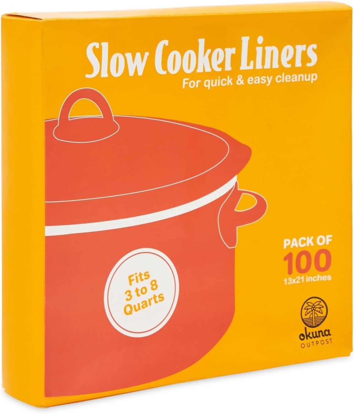 Okuna Outpost Slow Cooker Liners, Clear Plastic Cooking Bags for Oval or Round Pot, 3-8 QT, Easy Clean Up, Regular Size, Disposable (13x21 In, 100 Pack)