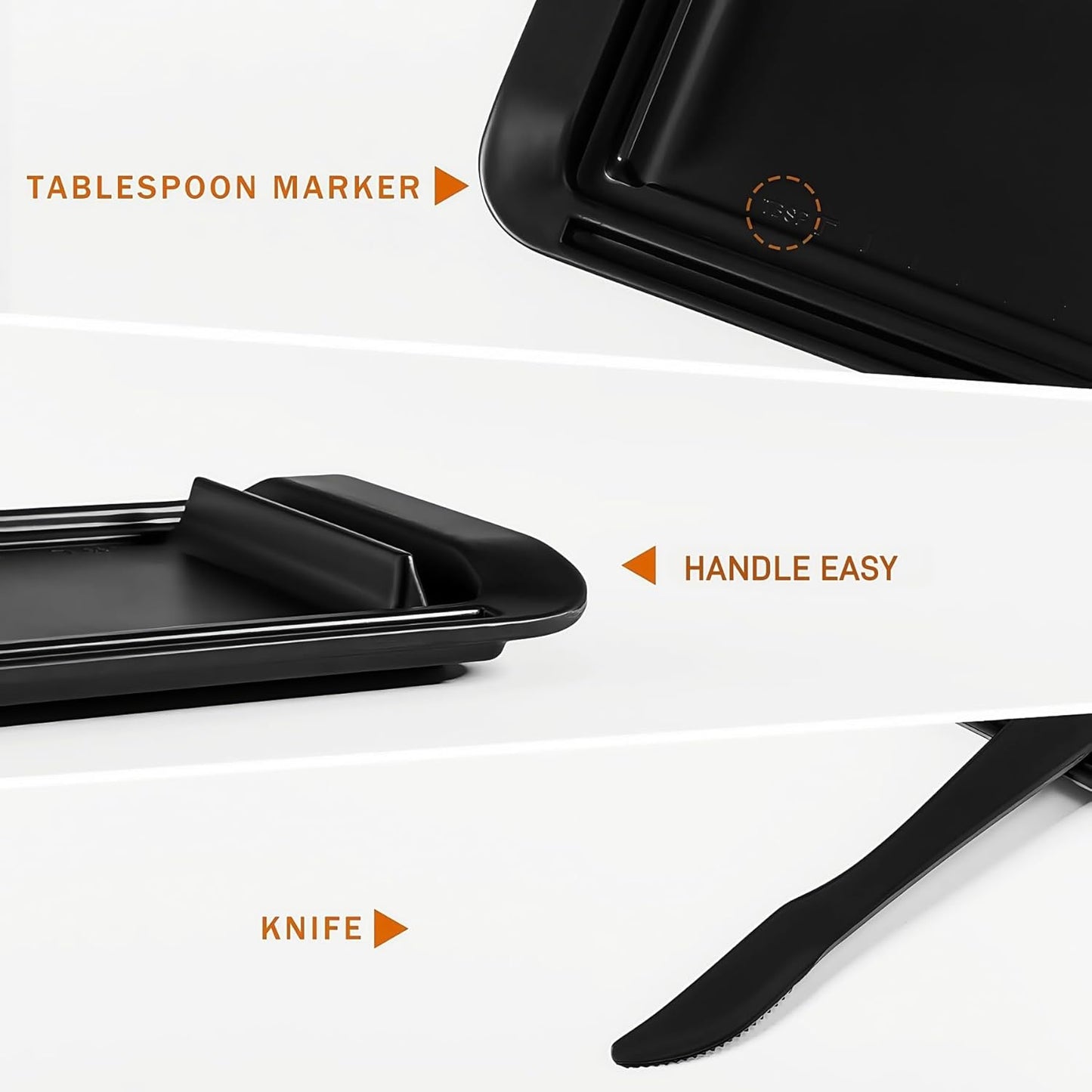 Butter Dish with Lid, Large Butter Dish with Lid for Countertop Built-in Knife Slot Butter Keeper for Kitchen or Fridge, Bamboo Fiber Butter Tray, Butter Holder for 2 Sticks(Black, Large)