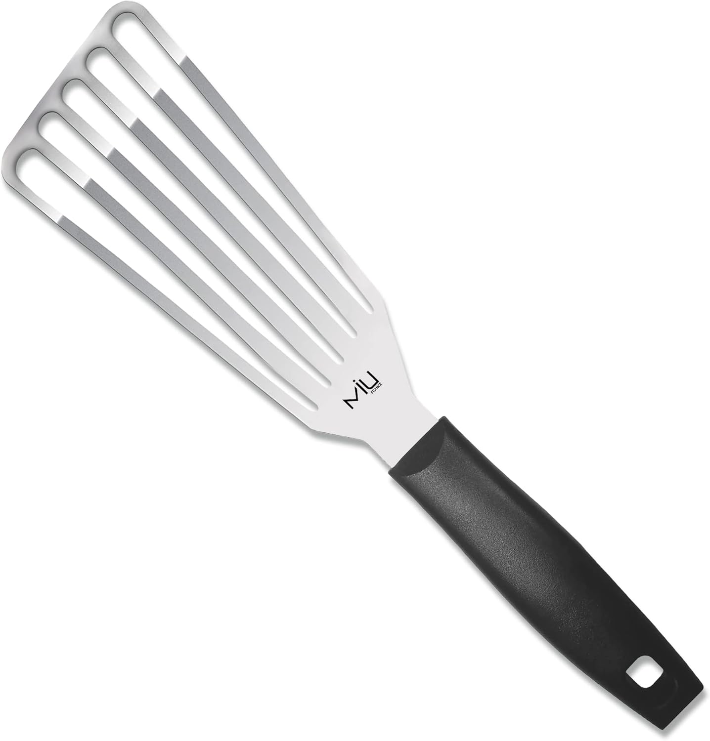 MIU Fish Spatula Stainless Steel, Slotted Flexible Metal, Lightweight Barbecue Turner, 6.5 inch Blade, Plastic Handle with Hole, Grilling Utensils