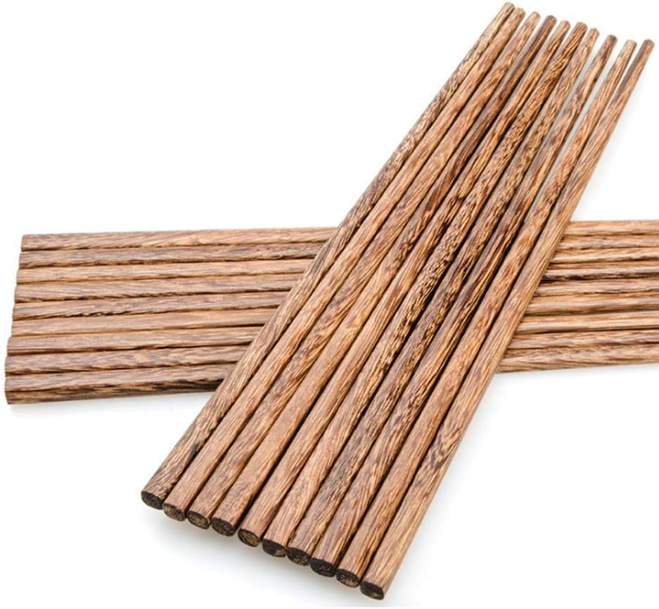 10-Pairs Wooden Chopsticks, Dishwasher Safe Chopstick,ReusableNatural Healthy, Chinese Classic Style for Kitchen, Dining Room, Gourmet, Noodles (9.8 Inch)