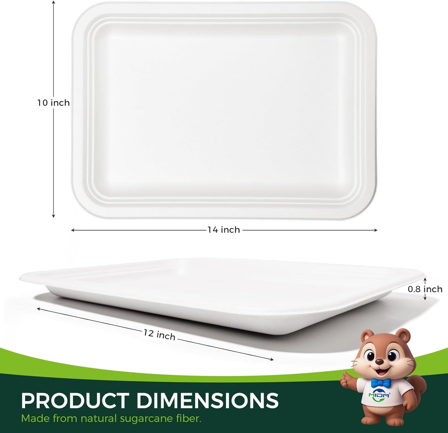 100 Pack 14 Inch Disposable Compostable Food Trays, Heavy-Duty White Paper Plates for Crawfish Boil, Lobster, Thanksgiving, Parties, Large Serving Platters