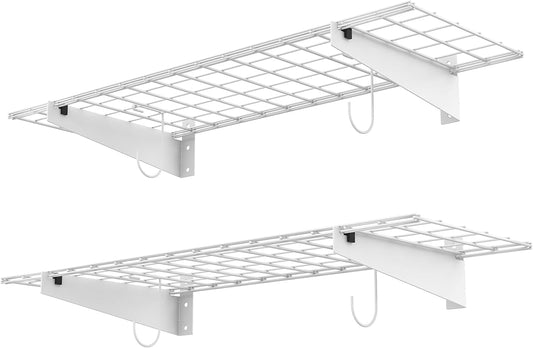 WALMANN 2 Pack Garage Wall Shelves, 45x15 inch Wall Mounted Storage Shelves for Garage Heavy Duty Wall Shelving, Holds Up to 220 Lbs(White)