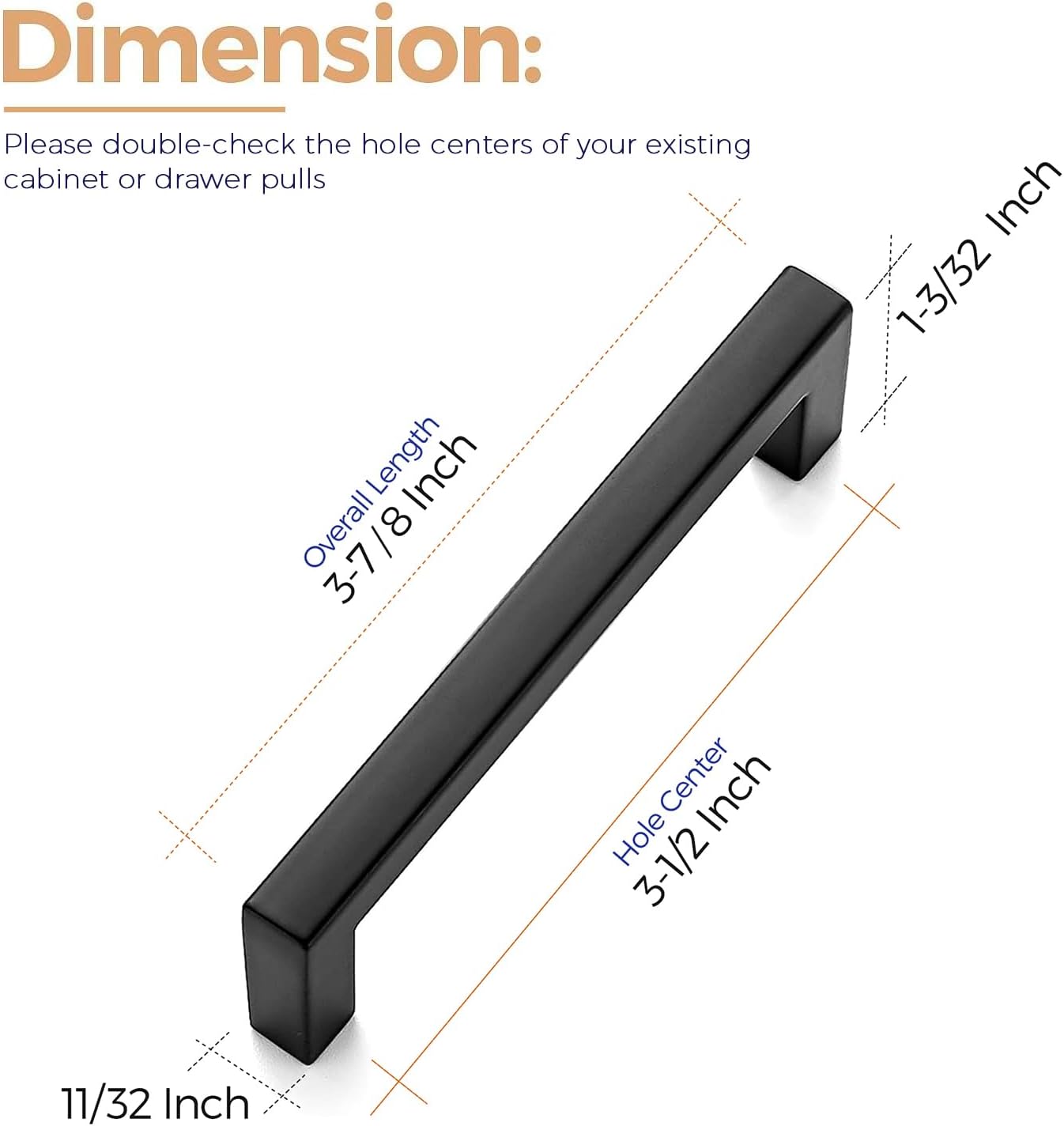 Ravinte 10 Pack Black Drawer Pulls - 3.5 Inch Slim Square Bar Kitchen Handles Matte Black Cabinet Pulls