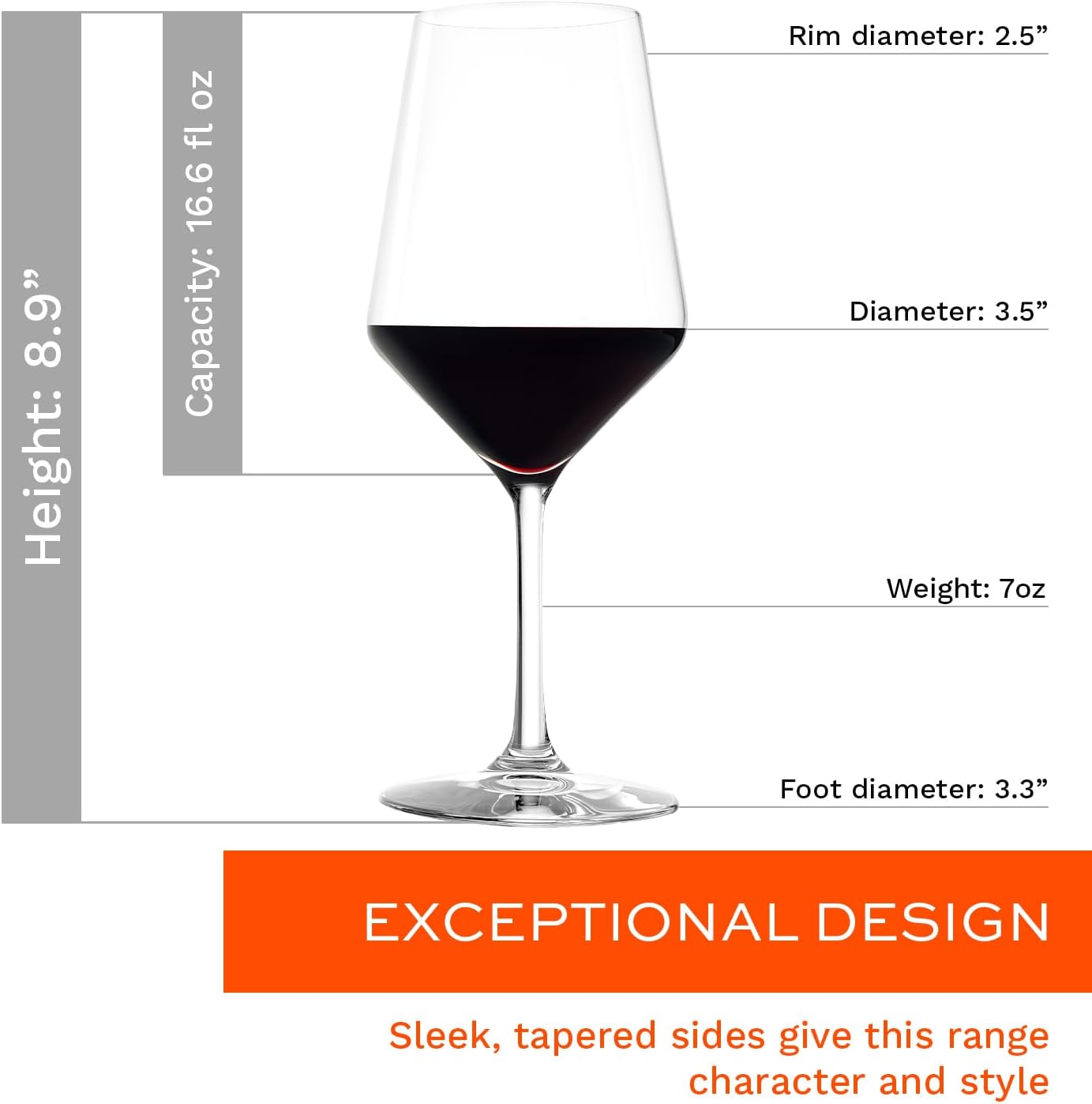 Stölzle Lausitz Red Wine Glasses Set of 6 (REVOLUTION). Dishwasher Safe, Lead-free Crystal Red Wine Glasses (16.5 fl oz). Shatter-Resistant Elegant Wine Glasses - Genuine Stölzle Wine Glass Set