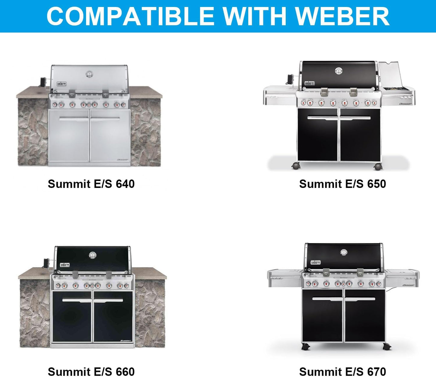 Full Size Griddle Inserts for Weber Summit 600 Series Grills, Flat Top Griddle for Summit E/S 640/650/660/670 Gas Grills with a Smoker Box, Replacement Parts for Weber 67552 Grates