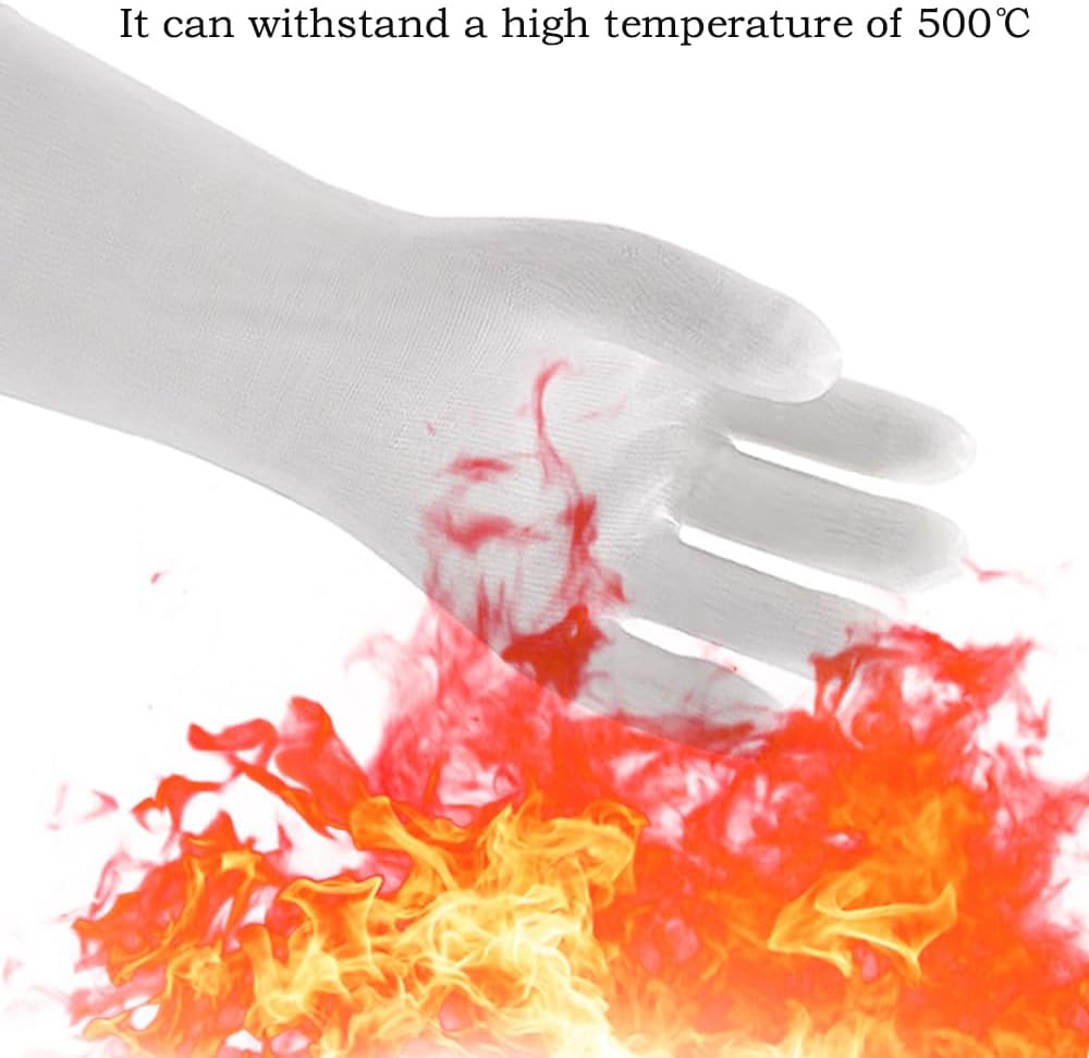 Silicone BBQ Gloves, Oven Gloves with Fingers 932°F Heat Resistant, Kitchen Waterproof Hot Proof Glove for Fryer, Smoker, Baking, Cooking (Gray, XL)