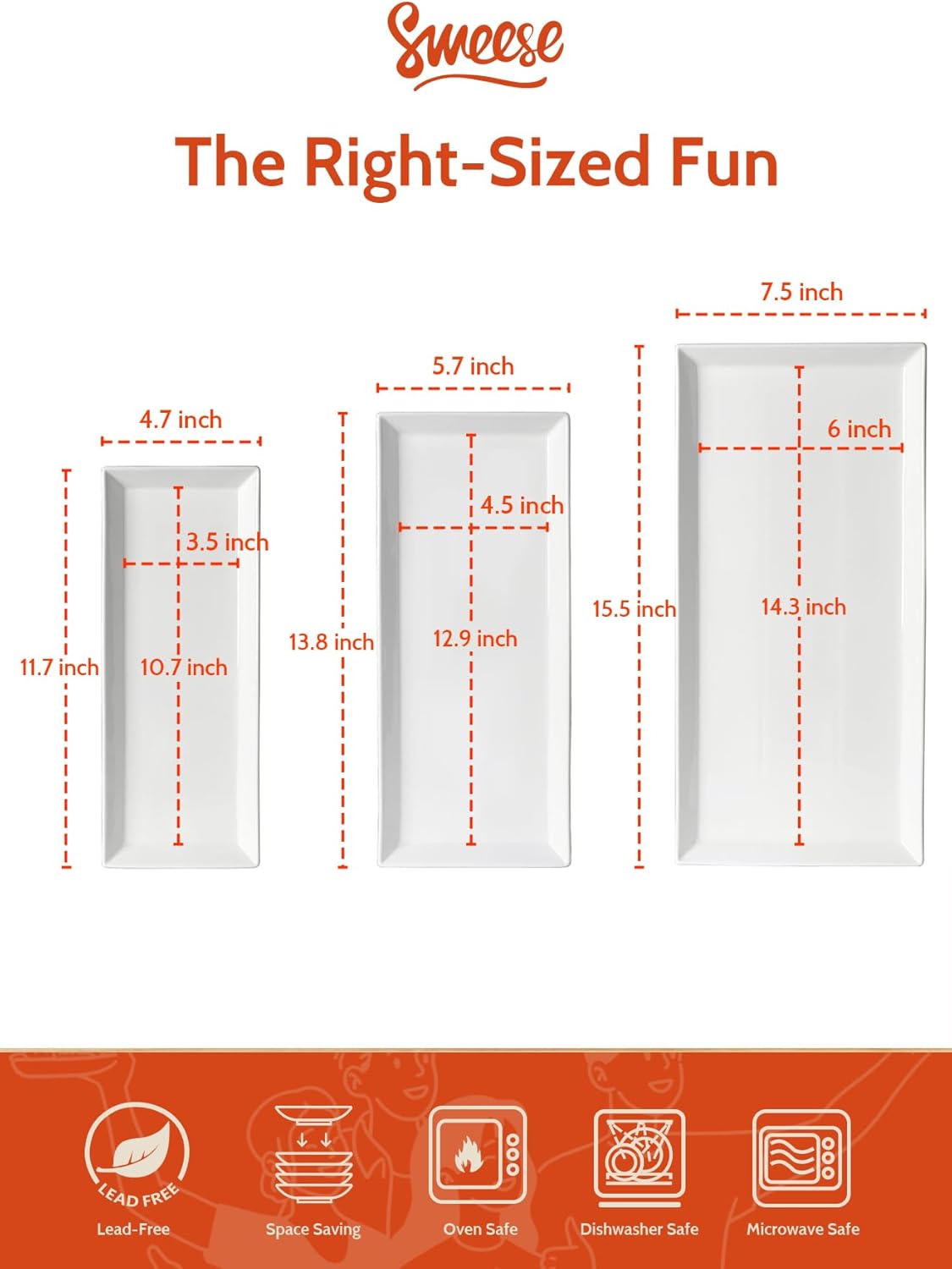 Sweese 2-Pack Porcelain Oval Serving Platters, White High-Grade Durable Professional, White nan 3.0 Count