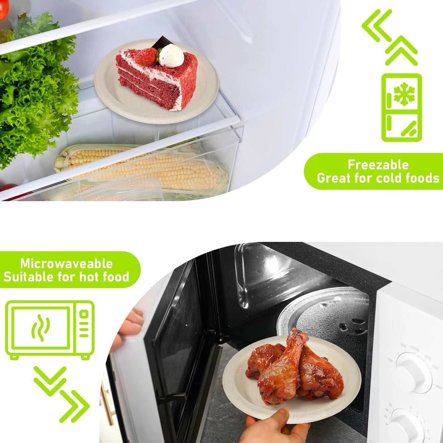 Small Eco Friendly Disposable Paper Plates, 50 Pack 6 inch Biodegradable Compostable Recycled Paper Dessert Plates