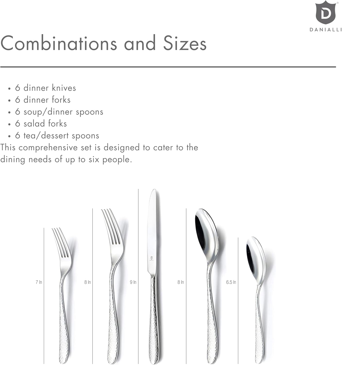Hammered Silverware Set | Premium 18/10 Stainless Steel Flatware Service for 6 | Heavy-Duty & Dishwasher Safe | Built to Last (30-Piece, Fidenza Hammered)