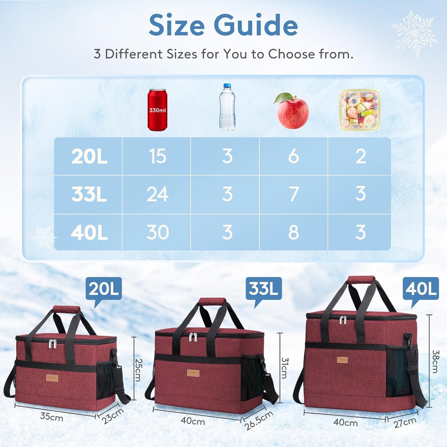 Lifewit Cooler Bag 30/50/60 Cans Collapsible and Insulated Large Lunch Bag Leakproof Soft Cooler Portable Tote for Camping/BBQ/Family Outdoor Activities