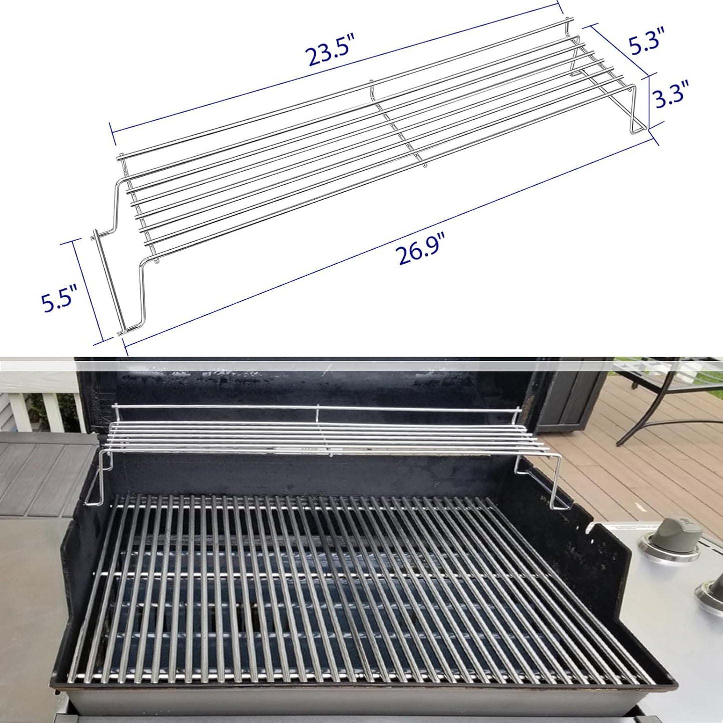 Warming Rack for Weber Genesis 300 Series(2007-2016), Genesis E310, E320, E330, S310, S320, S330, Stainless Steel Grill Parts Replacement for Weber 65054, 81323, 62749