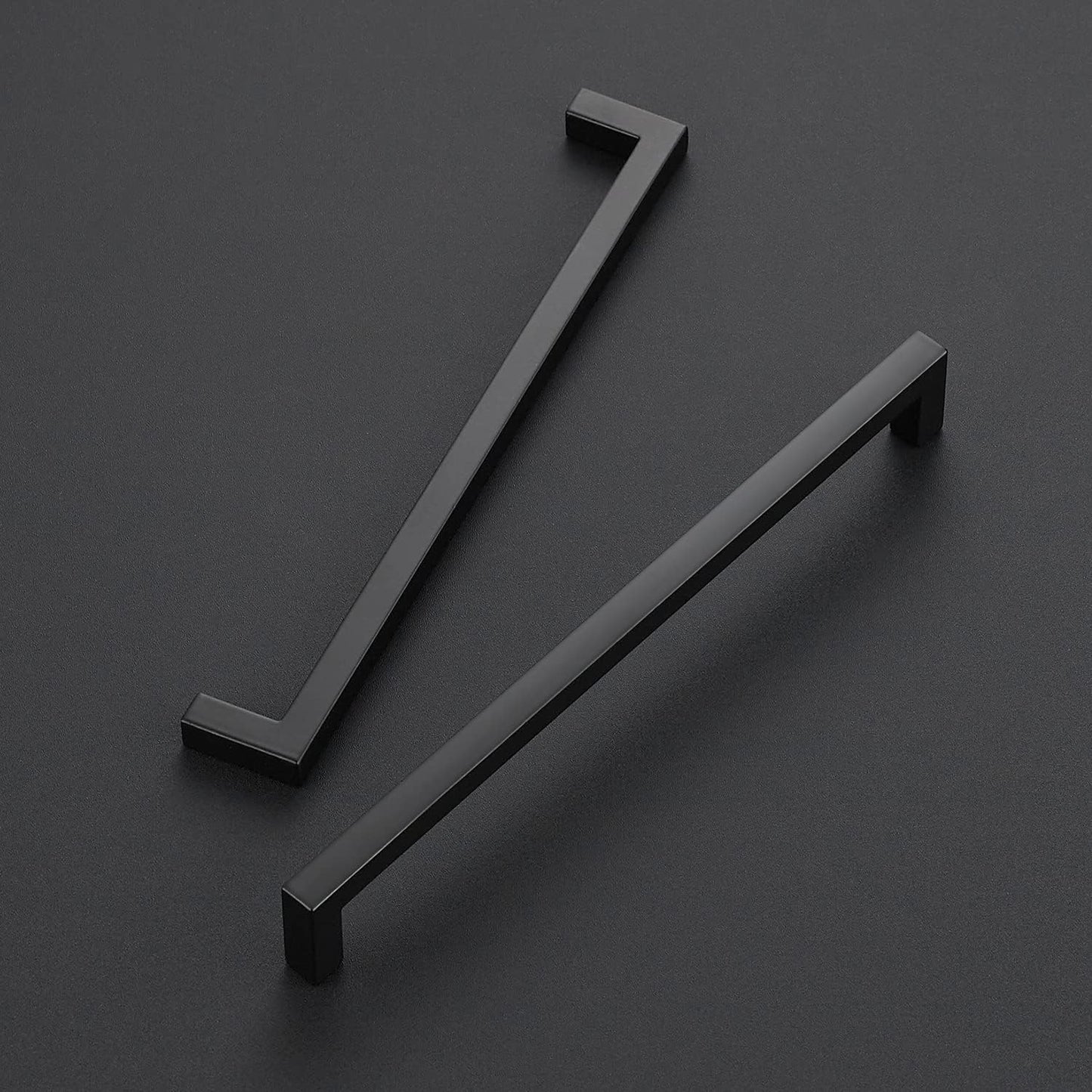Ravinte 10 Pack Solid 7-1/2 Inch Center to Center Slim Square Bar Drawer Handles - Kitchen Cabinet Hardware Pulls - Matte Black