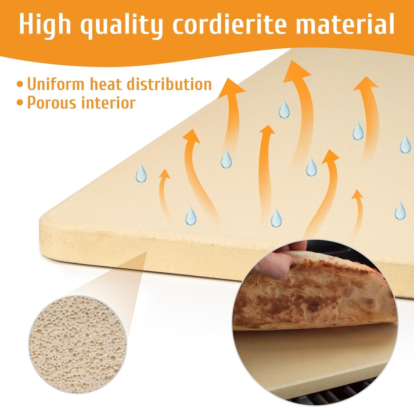 Extra Large Pizza Stone 22" x 14",Cooking Stone for Grill Rectangular, Baking Pizza Stone for bread, Ideal for Grilling Baking Several Sizes of Pizzas