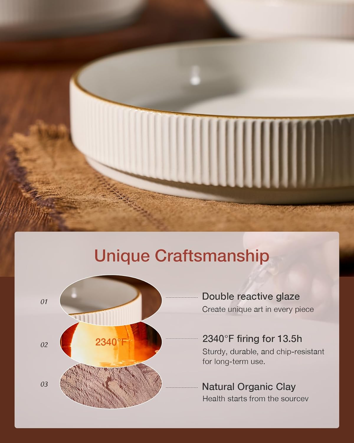 famiware Star 7.5" Pasta Bowls Set, Salad Bowl Set of 4, Double Reactive Glaze, Stackable, Ideal for Your Friend for Housewarming, Festivals, White