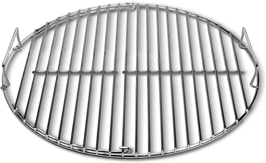 SnS Grills EasySpin Charcoal Grill Cooking Grate, 304 Stainless Steel, Large Hinged Opening, Perfect for 2-Zone Cooking, Replacement Grate Compatible with Weber & Other Grills - 18” Inches