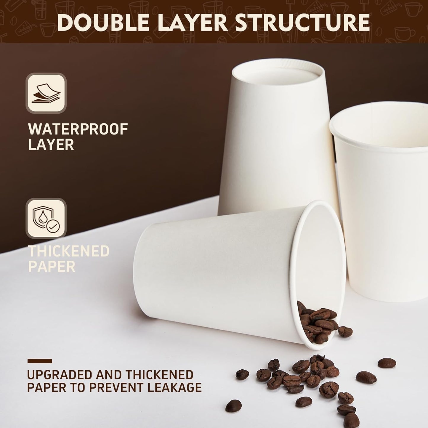 YEEHAW 12 oz 1000 Pack Disposable Paper Coffee Cups, Bulk White Hot to Go Cups for Hot Coffee, Hot Liquid, Chocolate, Juice, Hot Beverage Drinkings, Ideal for Cafes, Bistros, Office and Family