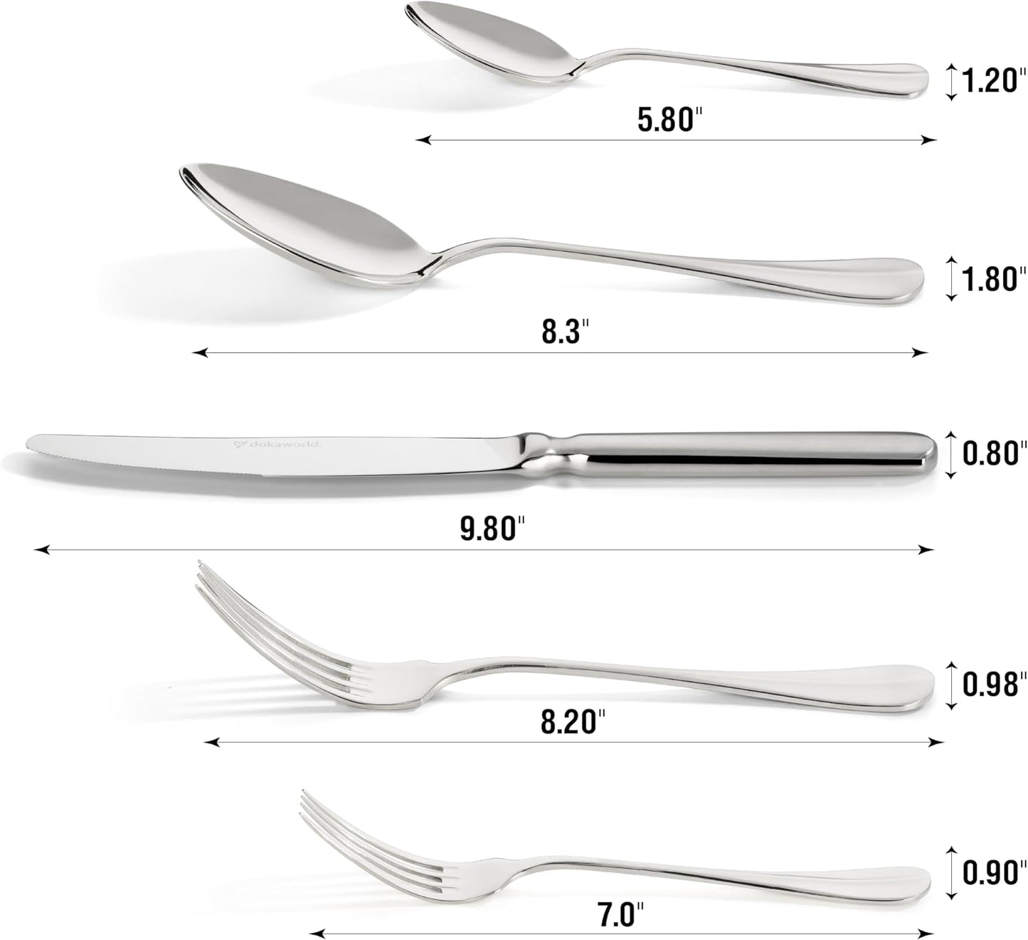 Semi-Matte Design Flatware, Silverware Set for 8 persons, 40 Piece - Spoons, Forks, and Knives 18/10 Stainless Steel, Dishwasher Safe
