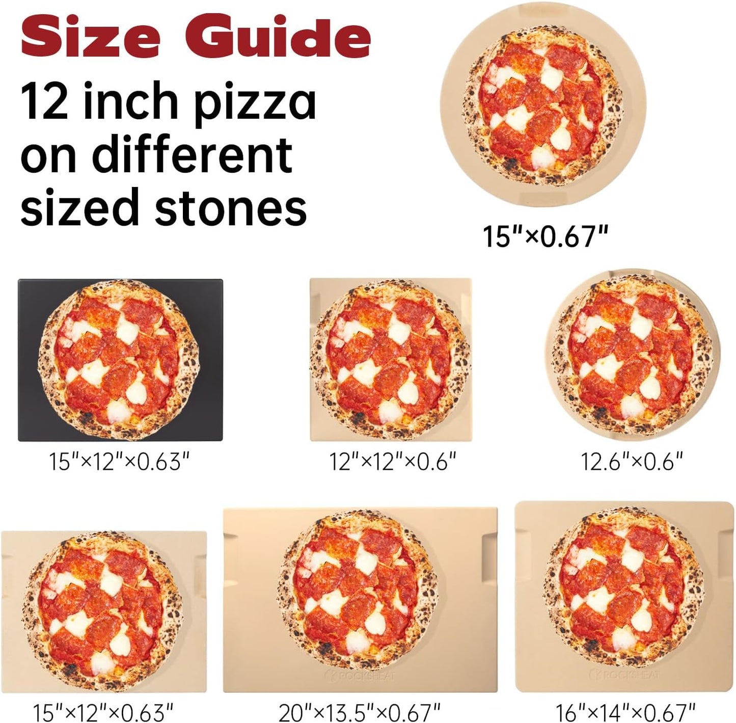 Pizza Stone, 15" Round Pizza Stone for Oven Grill BBQ, Cordierite Baking Stone for Pizza Bread Pie, Unique Built-in 4 Handles Cooking Stone