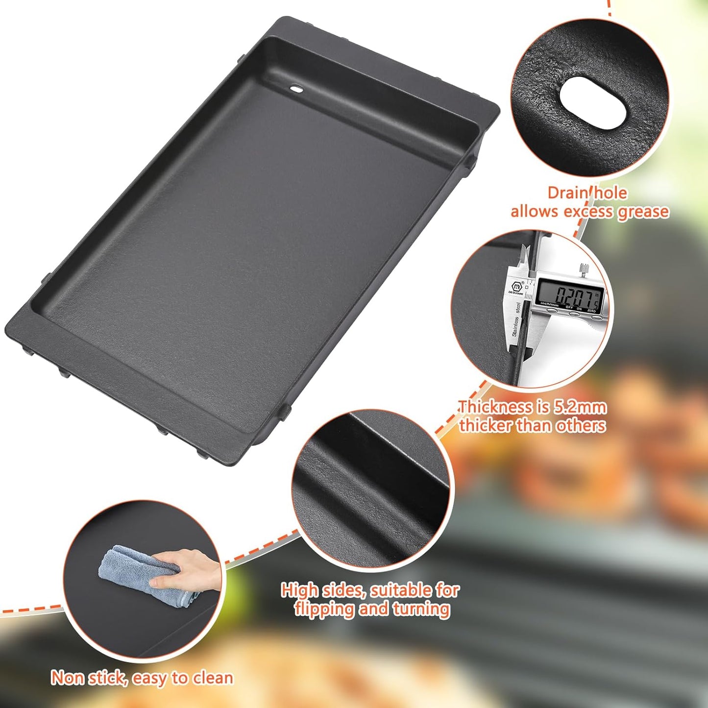 Grill Griddle for Weber GS4 Genesis 2 E-410/E-415/E-425/E-435, Flat Top Grill Griddle Insert for Genesis II LX 400 Series Gas Grills, Grill Part For Weber Genesis II LX 440, 1 Pack Cast Iron