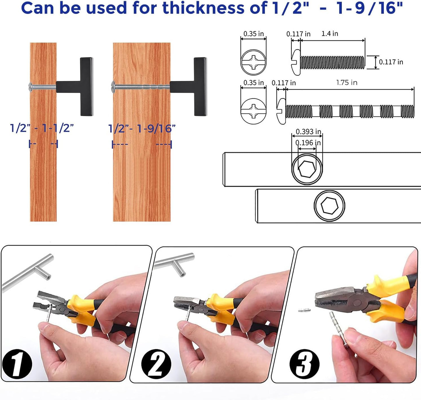 Ravinte 10 Pack Solid Square Bar Handles and Pulls - Black Matte Kitchen Cabinet Hardware