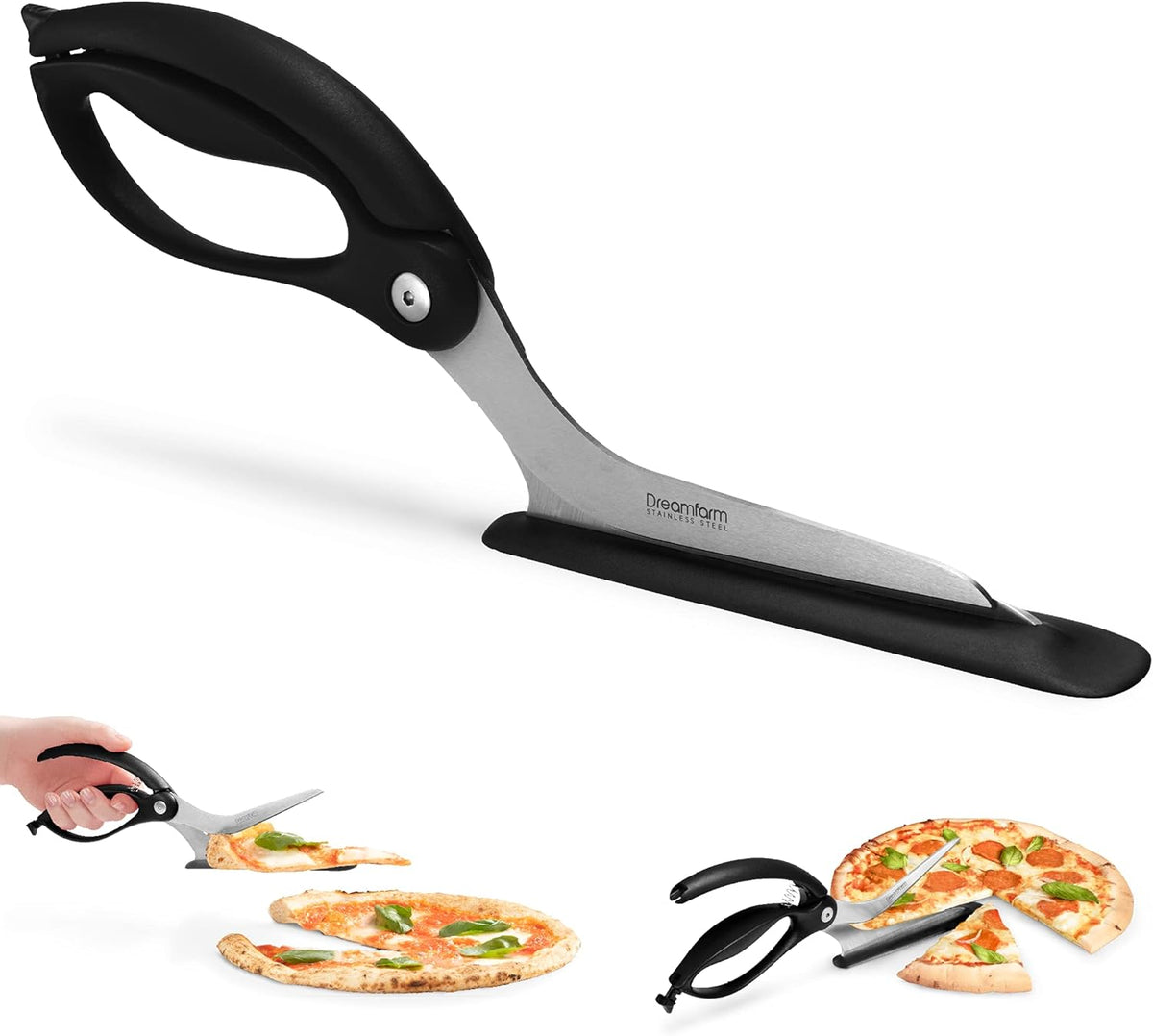 Dreamfarm Scizza 2-In-1 Easy Ergonomic Pizza Scissors with Stainless S ...