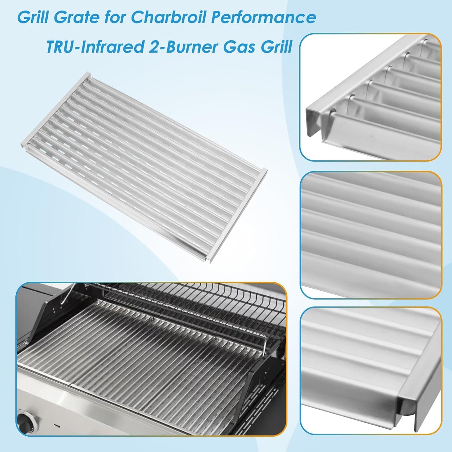 17" Grill Grate for Charbroil Performance TRU-Infrared/Amplifire 2 Burner 463633316 463655621 463655021 463672016 463672216 G460-0500-W1 G327-1100-W1 for Charbroil Grill Replacement Parts