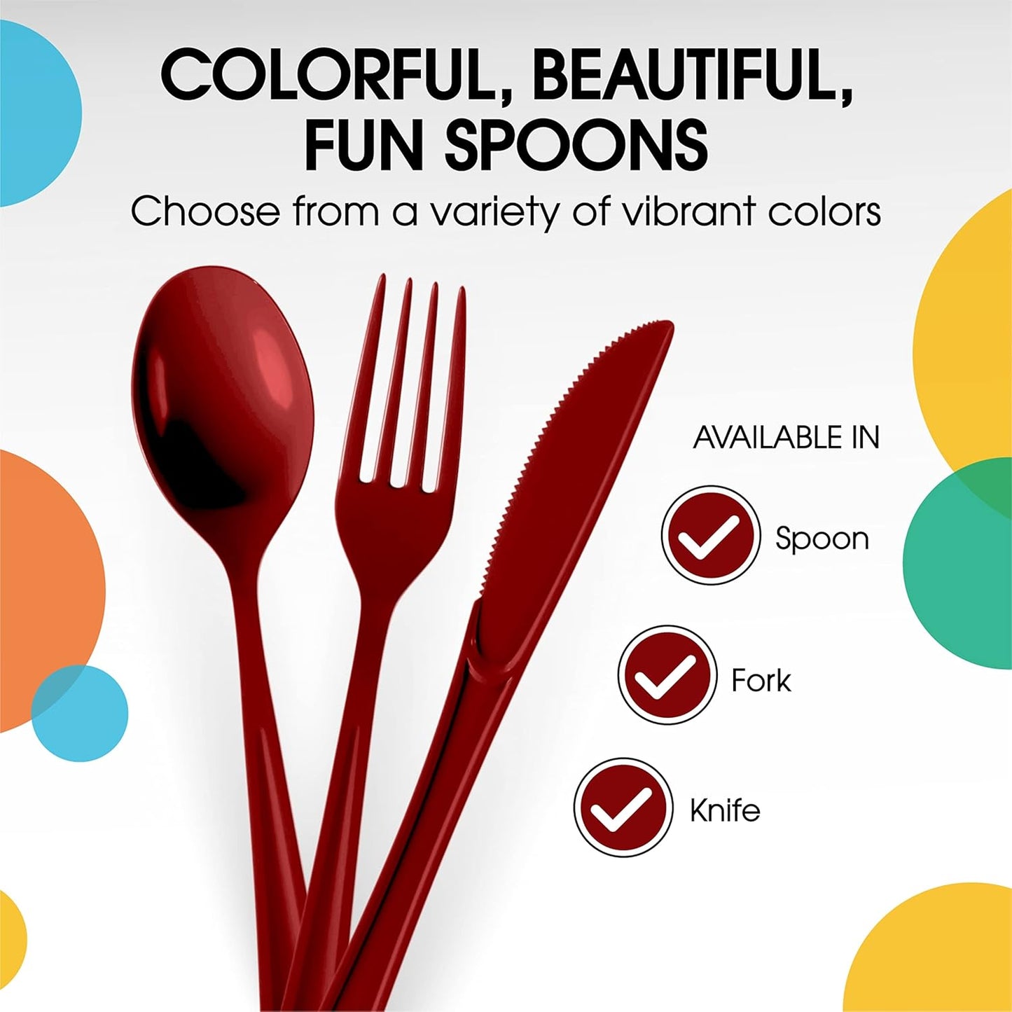 Burgundy Plastic Spoons 200 Pcs Burgundy Spoons Disposable Utensils Heavy Duty Plastic Cutlery Set Disposable Cutlery Sets Flatware Sets Silverware Set Party Supplies & Party Tableware Party Solids