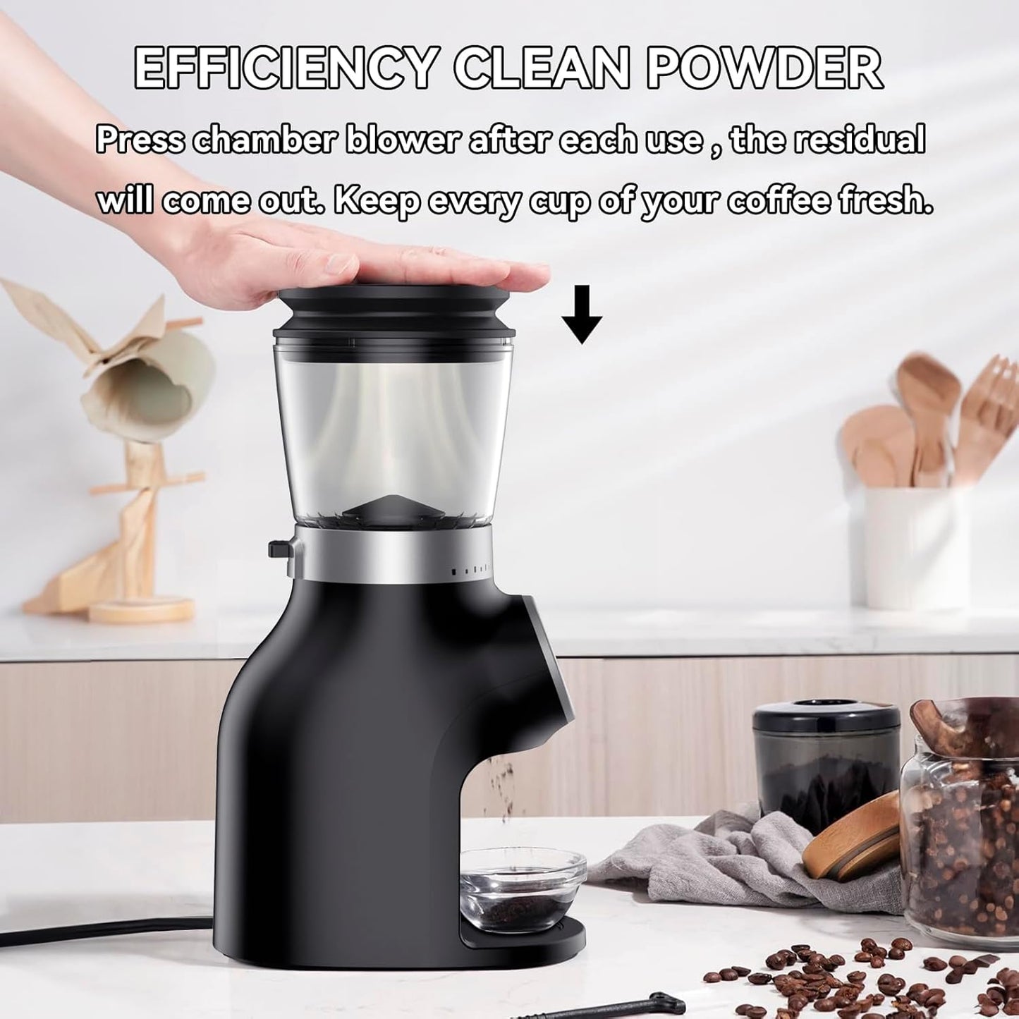 Coffee Grinder Electric with Precision Timer, Adjustable Burr Mill with 31 Precise Settings, Coffee Been Grinder for Home Use, for Espresso and Turkish Coffee, Drip and French Press, Black