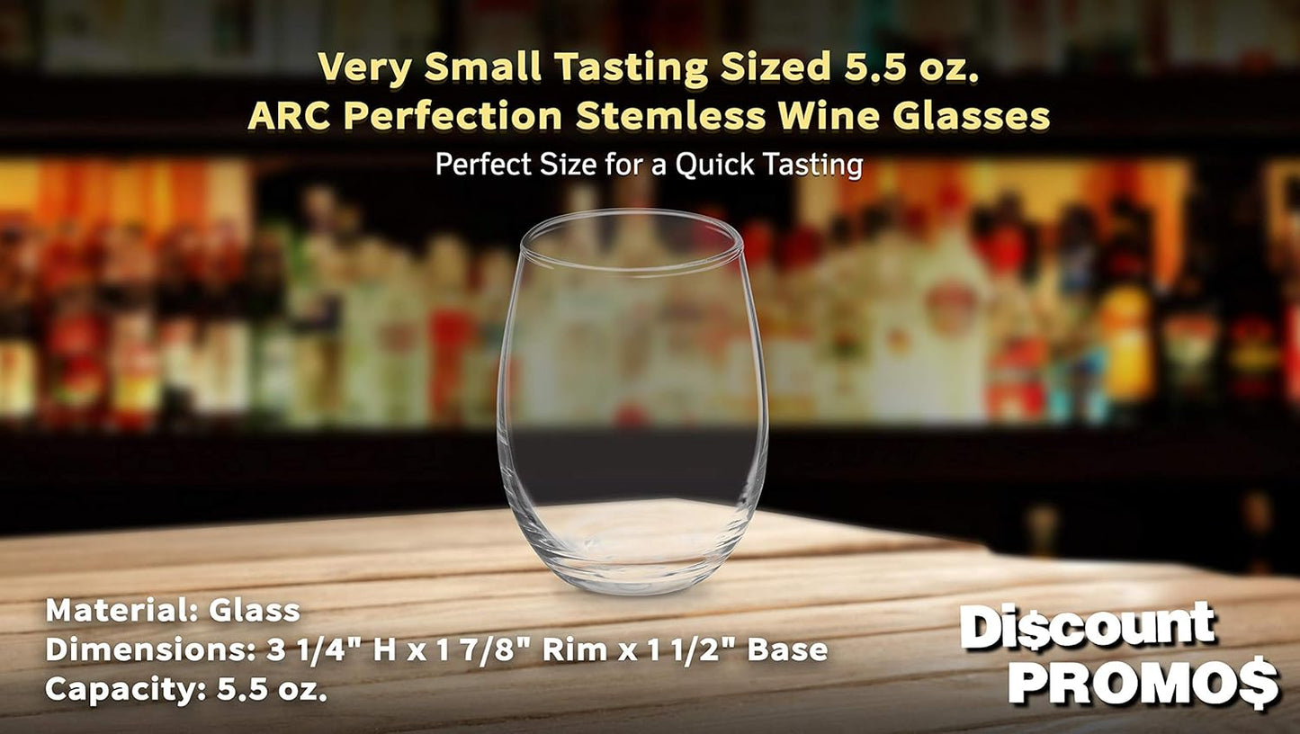 DISCOUNT PROMOS Stemless Wine Glasses by ARC 5.5 oz. Set of 12, Bulk Pack - Perfect for Hotel, Bar, Restaurant or Lounge - Clear