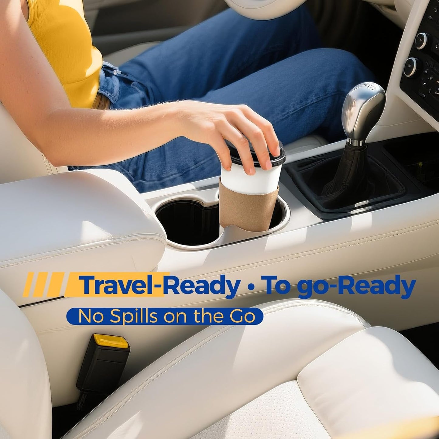 Fit Meal Prep 24 oz 50 Pack To Go Coffee Cups with Lids and Sleeves, Disposable Paper Coffee Cups with Lids for Hot/Cold Beverage