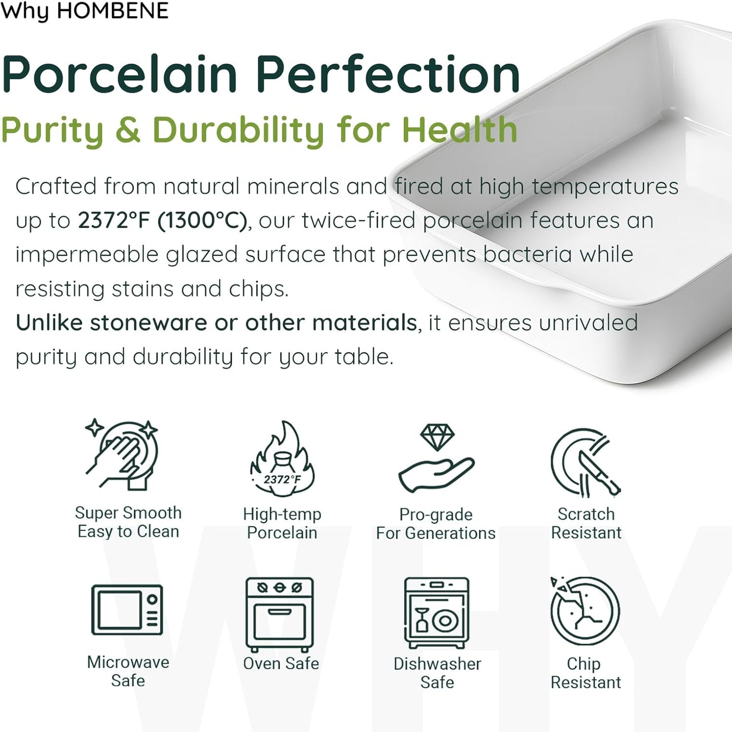 1.2 QT Ceramic Baking Dish, White Casserole Dish,Lasagna Pan for Oven, Bakeware for Baking, Kitchen Decor, Microwave Oven Safe, Dinner Party (7.1" x 9.1")